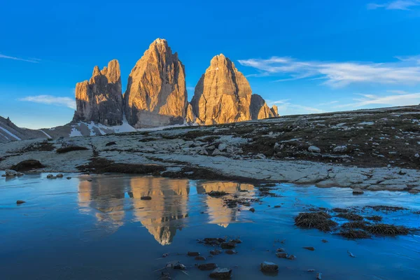Tre Cime Lavaredo Sunrise Alpok Olaszország — Stock Fotó