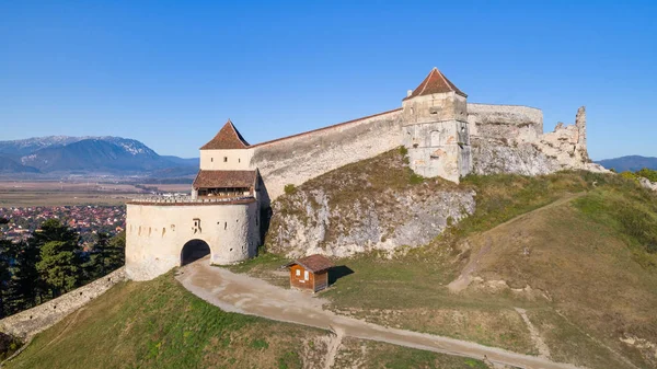 Veduta Aerea Della Fortezza Rasnov Brasov Transilvania Romania — Foto Stock