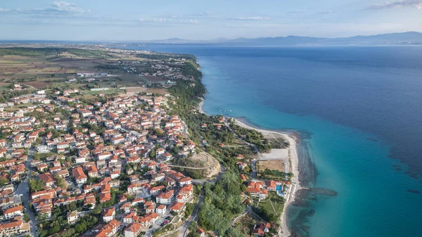 Afytos Dorp Kassandra Van Chalkidiki Schiereiland Griekenland Luchtfoto — Stockfoto