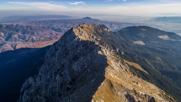 Horská Krajina Pohoří Piatra Craiului Rumunsko Letecký Pohled — Stock fotografie