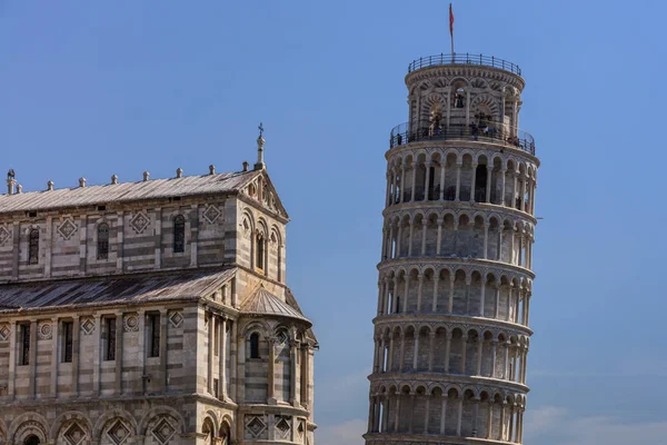 Vista Torre Inclinada Basílica Piazza Dei Miracoli Pisa Italia —  Fotos de Stock