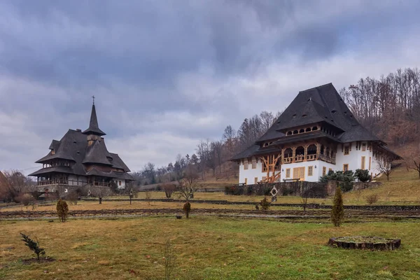 Architettura Tradizionale Legno Maramures Del Monastero Barsana Romania — Foto Stock