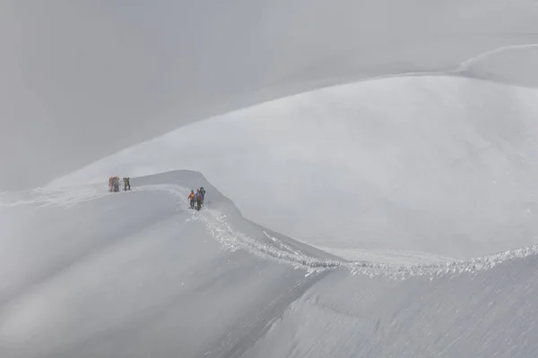 Escaladores Maciço Mont Blanc Vista Aiguille Midi Mount 3842 França — Fotografia de Stock