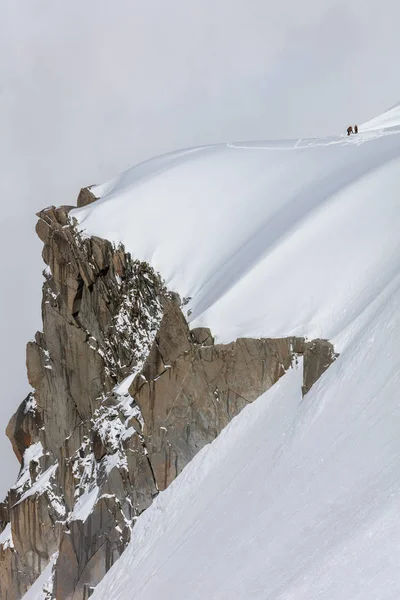 Bergsteiger Mont Blanc Massiv Blick Von Der Aiguille Midi Mount — Stockfoto