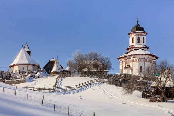 Aldeia Fundamental Inverno Condado Brasov Roménia — Fotografia de Stock