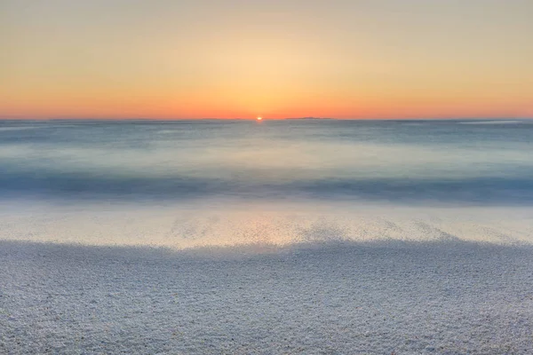 Рассвет Мраморном Пляже Пляж Сальяра Острова Тассос Греция Самый Красивый — стоковое фото