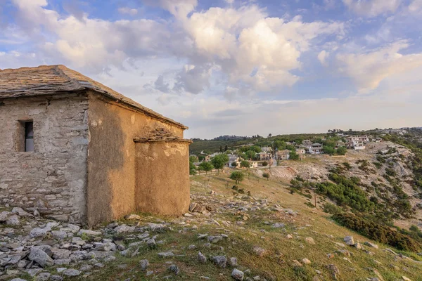 Soluppgången Byn Kastro Thassos Grekland — Stockfoto