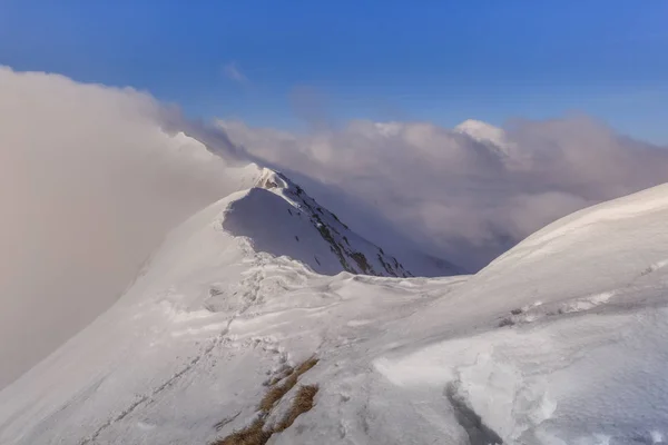 Pico Moldoveanu Inverno Fagaras Mountains Roménia — Fotografia de Stock