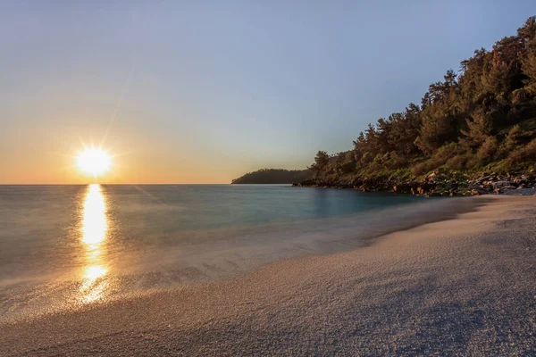 Sunrise Mermer Beach Saliara Beach Thassos Islands Yunanistan Güzel Beyaz — Stok fotoğraf