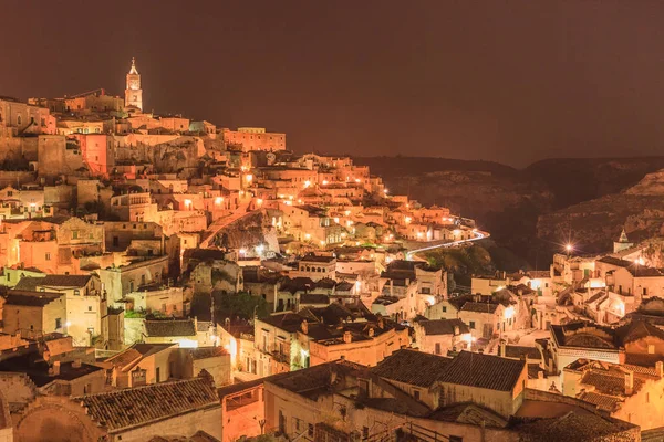 Sassi di Matera at night. Italy — Stock Photo, Image