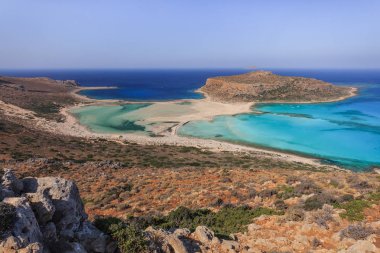 Balos lagün ve Gramvousa ada Hania Crete.