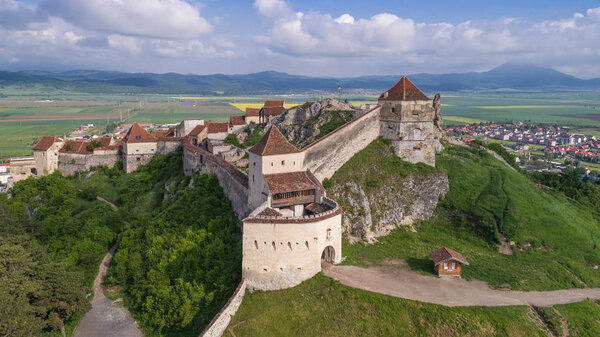 Aerial view of Rasnov Fortress Romania