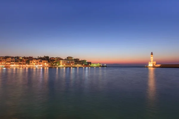 Veduta del vecchio porto di Chania, Creta — Foto Stock