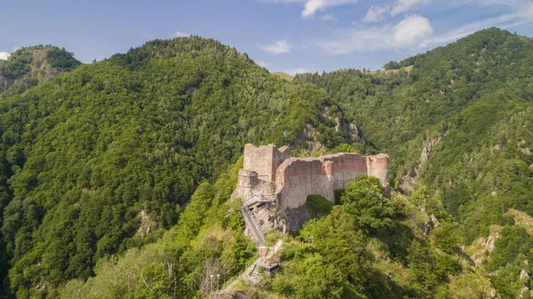 Ερειπωμένο φρούριο Poenari στο όρος Cetatea στη Ρουμανία — Φωτογραφία Αρχείου