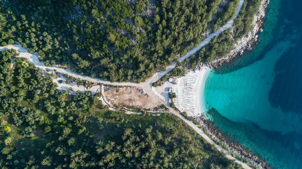 Luftaufnahme Vom Marmorstrand Der Schönste Weiße Strand Griechenlands — Stockfoto