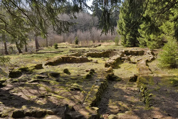 Çek Cumhuriyeti 'nin Güney Moravya kentindeki ortaçağ terk edilmiş Pfaffenschlag köyünün arkeolojik uzantıları