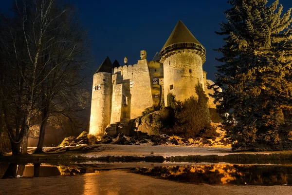 Medieval Castle Heidenreichstein Night Winter Lower Austria — Stock Photo, Image