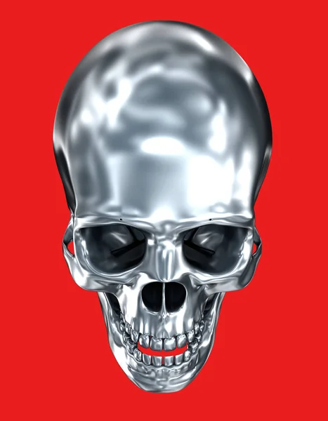 Metallic Human Skull Black Illustration — Stock Photo, Image