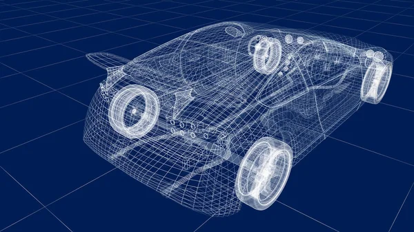 Şeffaf Araba Tasarımı Tel Model Illüstrasyon Kendi Araba Tasarımı — Stok fotoğraf