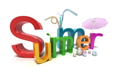 Word summer with colourful letters on white