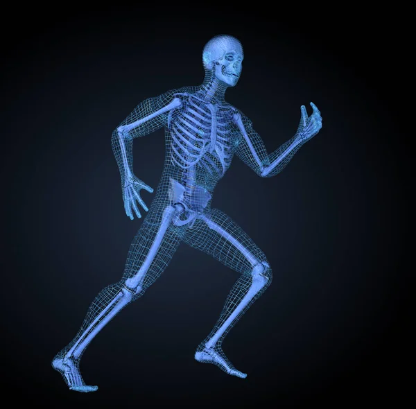 Running Man Mesh Ander Skelet Model Illustratie Concept — Stockfoto