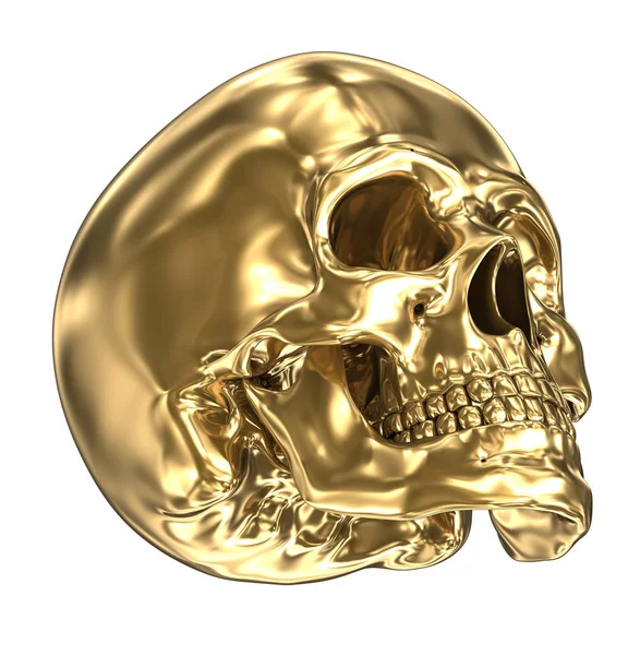 白で黄金の人間の頭蓋骨 イラストレーション — ストック写真
