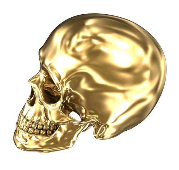 Golden Human Skull White Illustration — Stock Photo, Image