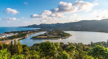 Samui chaweng beach and lake, view from hill . Thailand clipart