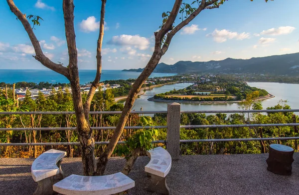 Samui Chaweng Beach Lake Uitzicht Vanaf Hill Thailand — Stockfoto
