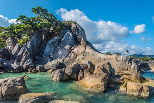 Hin Hin Yai Stones Amd Lamai Beach Samui Thailand — Stockfoto