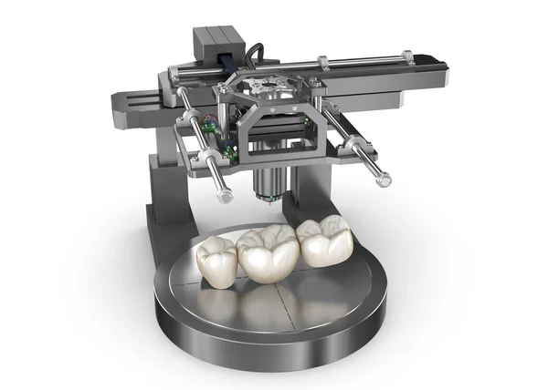 Impresora Dental Automática Realiza Creación Productos Concepto Odontológico Digital Ilustración — Foto de Stock