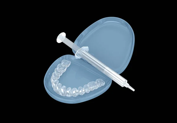 Dentes Branqueamento Kit Invisalign Gel Conceito Ilustração — Fotografia de Stock