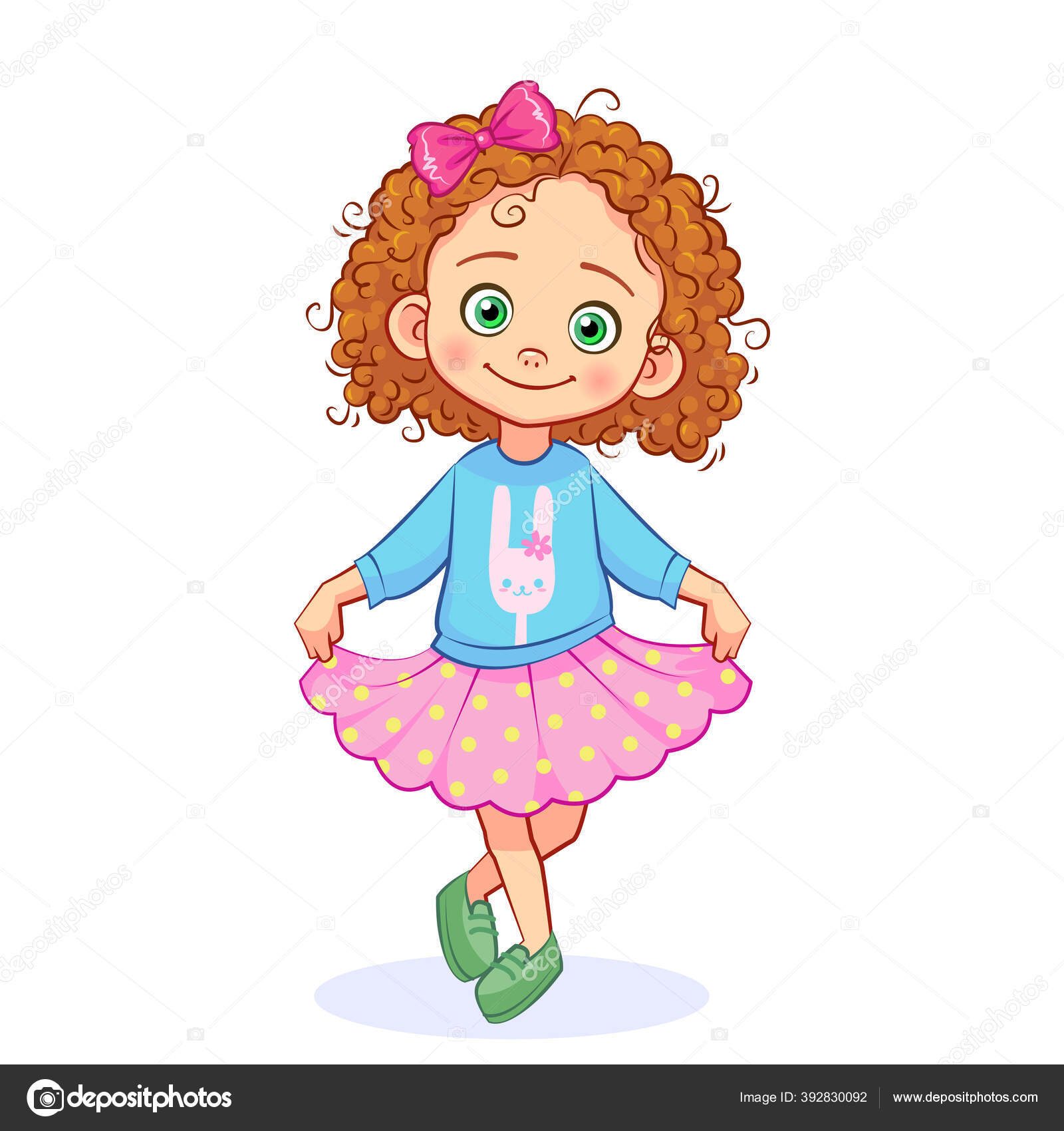 드레스를 토끼를 반품하고 존경의 자세로 반사기 카툰은 배경에서 아이들을 시켰습니다 스톡 벡터 - ©PinkPeng 392830092, image size:1600x1700