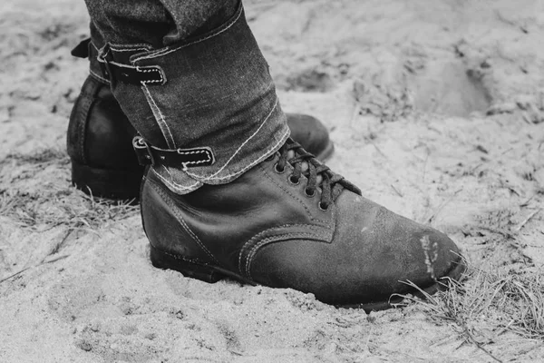 Soldat allemand chaussures close-ups Seconde Guerre mondiale — Photo