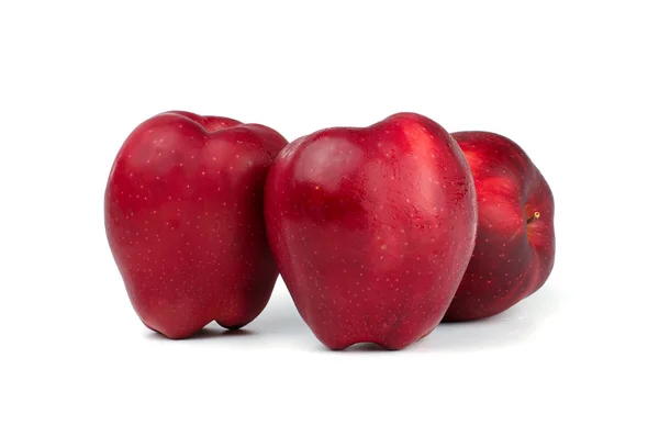 Φρέσκο Κόκκινο Μήλο Απομονωμένο Λευκό Φόντο — Φωτογραφία Αρχείου