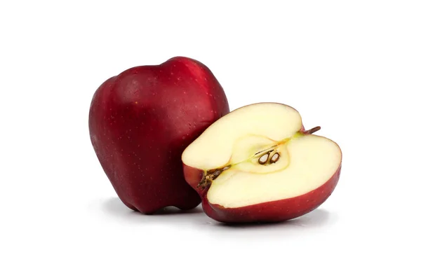 Mărul Roșu Proaspăt Izolat Fundal Alb — Fotografie, imagine de stoc