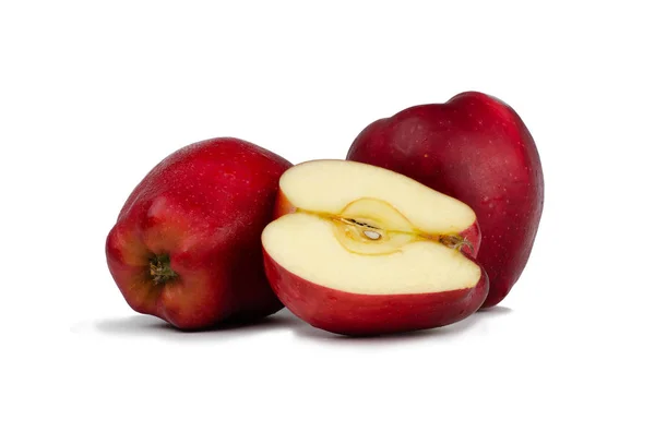 Mărul Roșu Proaspăt Izolat Fundal Alb — Fotografie, imagine de stoc