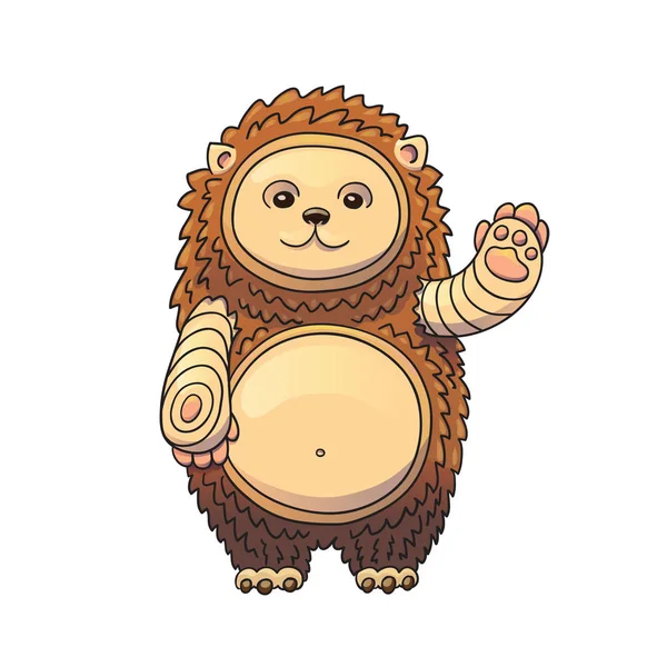 Hedgehog Vector Cartoon Illustration Adorabile Animale Che Agita Mano Sorride — Vettoriale Stock