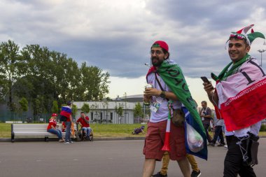 St. Petersburg, Rusya Federasyonu - 15 Temmuz 2018: İran futbolseverleri Stadium 