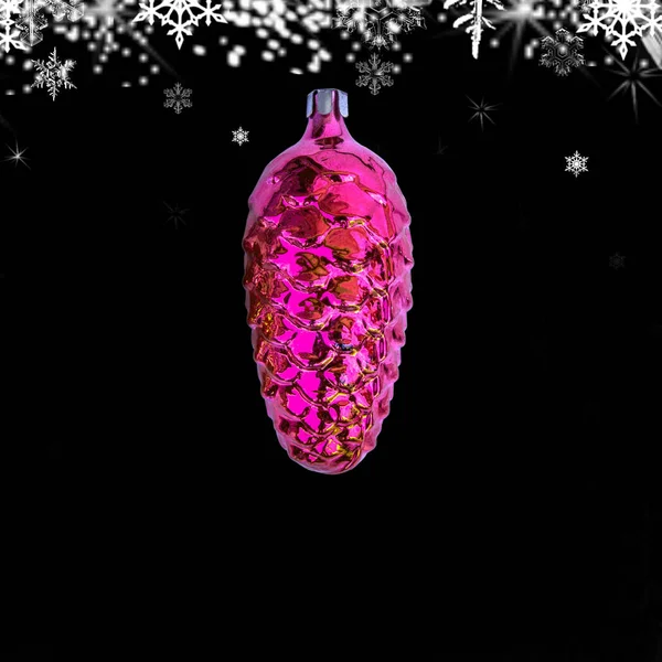 Vintage Christmas Cone Glass Cone Bright Pink Neon New Year — Stock Photo, Image