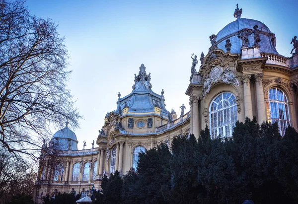 Vajdahunyad Castle Şehir Park Budapeşte Macaristan Için Girişinde Giriş Taş — Stok fotoğraf
