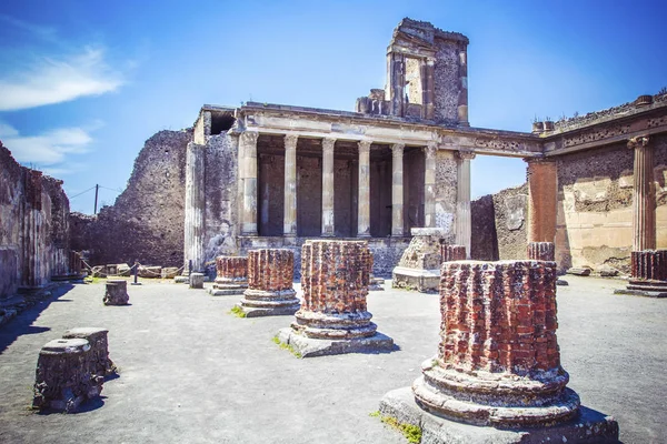 Antiguas Ruinas Pompeya Colonnade Patio Domus Pompei Della Abbondanza Nápoles — Foto de Stock
