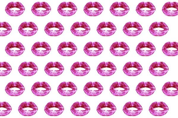 Impresión Labios Beso Mujeres Lápiz Labial Femenino Rosa Glamoroso Labio — Foto de Stock