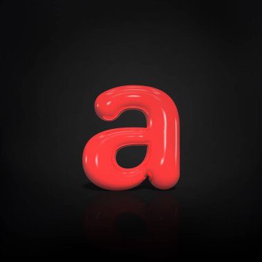 Parlak kırmızı boya A harfi küçük siyah arka plan üzerinde 3d render illüstrasyon izole kabarcık