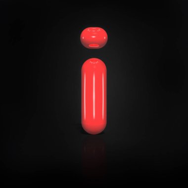 Parlak kırmızı boya, siyah arka plan üzerinde 3d render illüstrasyon izole kabarcık küçük harf harf