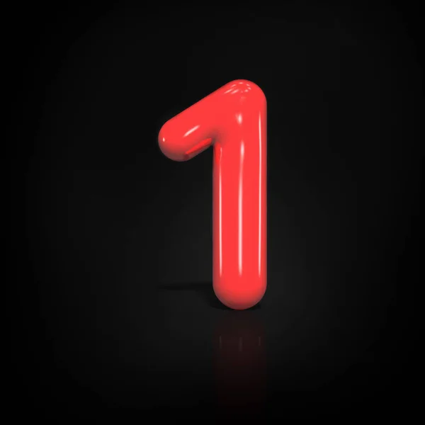 Glänzend Rote Farbe Nummer Des Ballons Isoliert Auf Schwarzem Hintergrund — Stockfoto