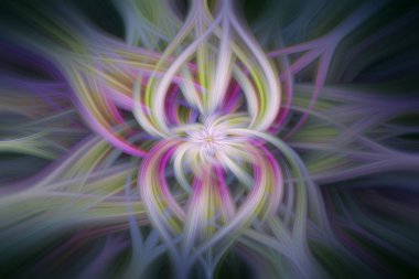 Soyut teknoloji akan, dalgalı çizgilerle siyah arka plan üzerine açık pembe renk. Fütüristik büyüleyici etkisi, illüstrasyon.