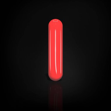 Parlak kırmızı siyah arka plan üzerinde 3d render illüstrasyon izole kabarcık mektup L küçük boya