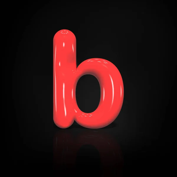 Letra Pintura Roja Brillante Minúscula Burbuja Aislada Sobre Fondo Negro — Foto de Stock