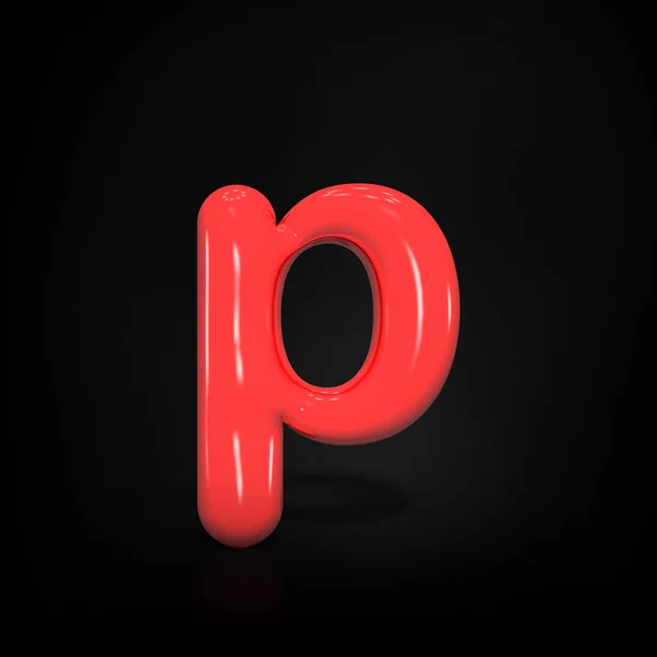 Glänzend Rote Farbe Buchstabe Kleinbuchstabe Der Blase Isoliert Auf Schwarzem — Stockfoto